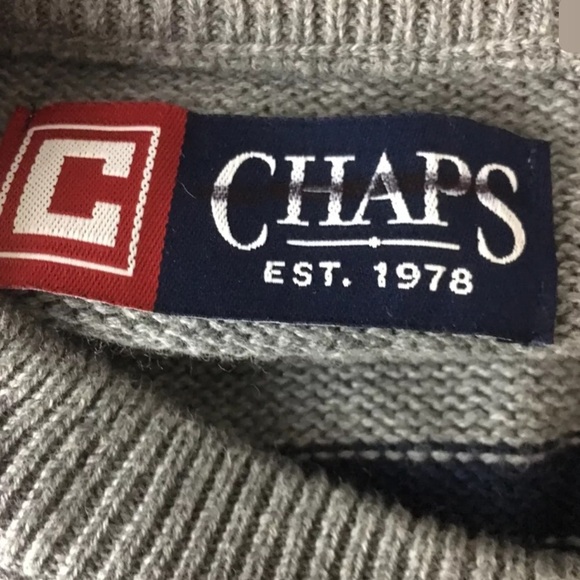 Chaps Blue Gray Striped Sweater - Picture 4 of 5